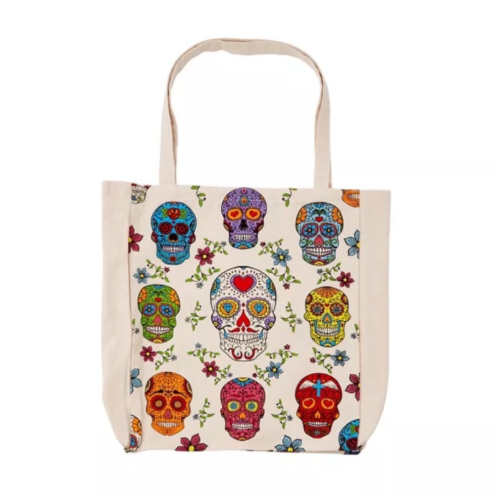Day of the Dead Skull Large Canvas Tote Bag